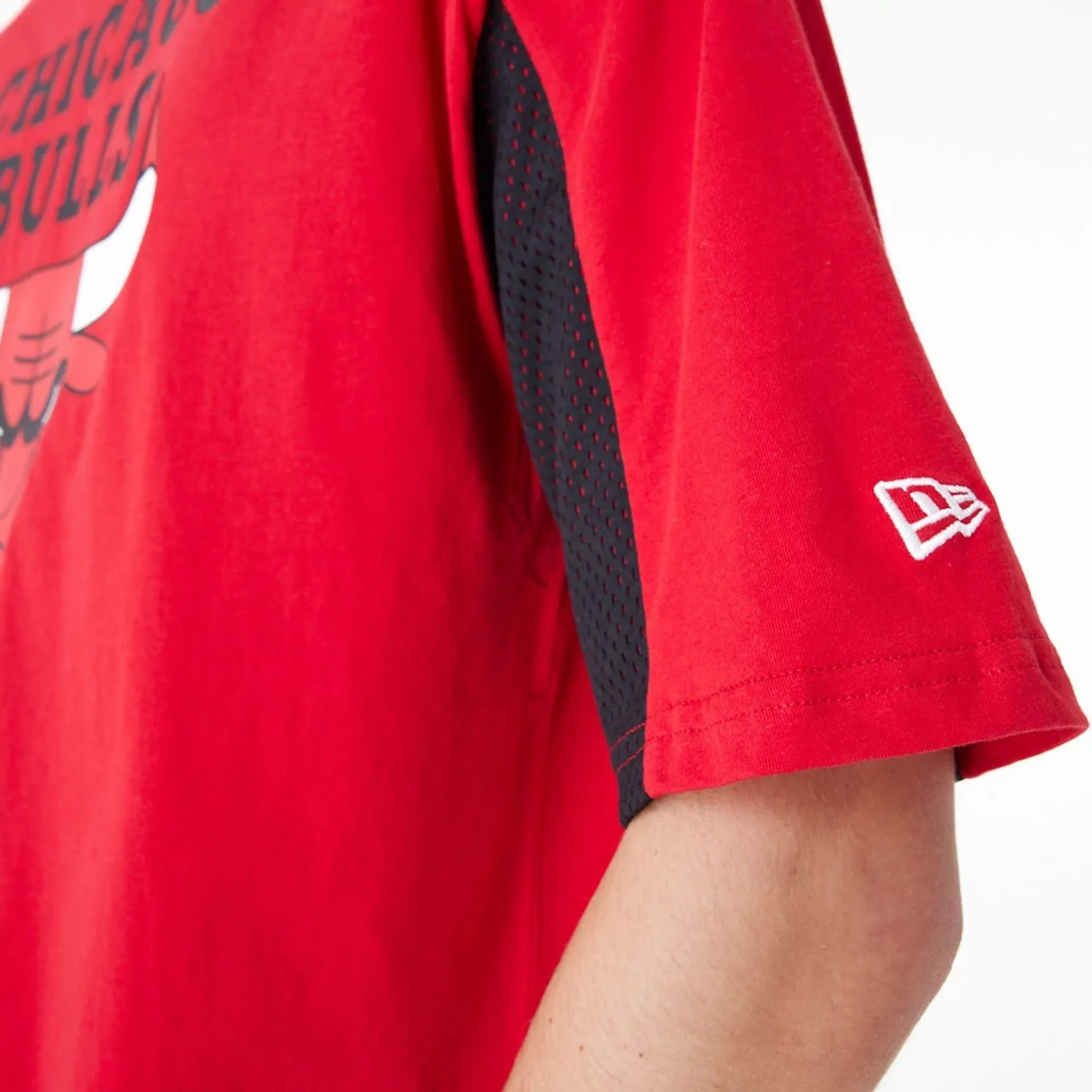 Chicago Bulls NBA Mesh Panel Red Oversized T-Shirt