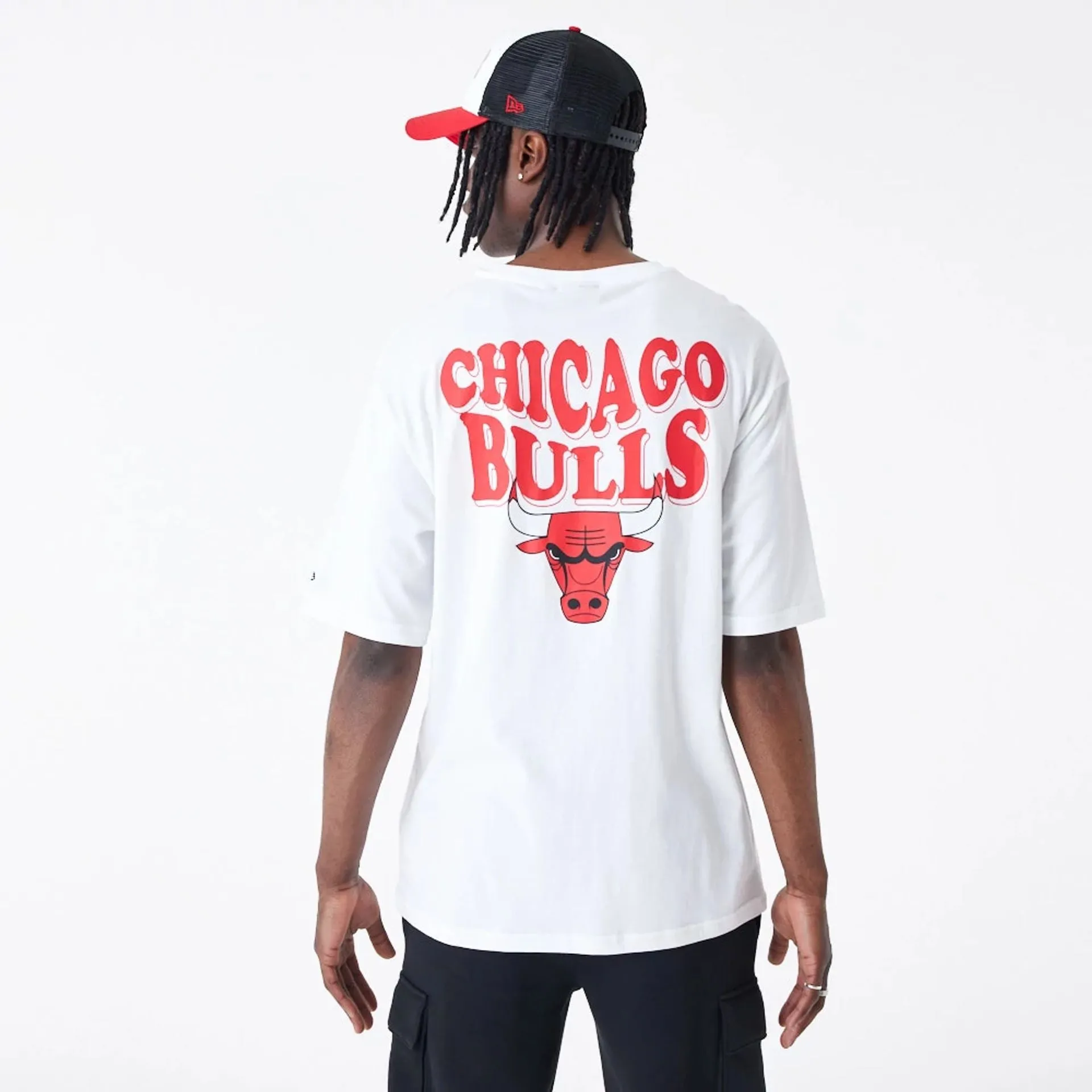 Chicago Bulls NBA Script Logo White Oversized T-Shirt