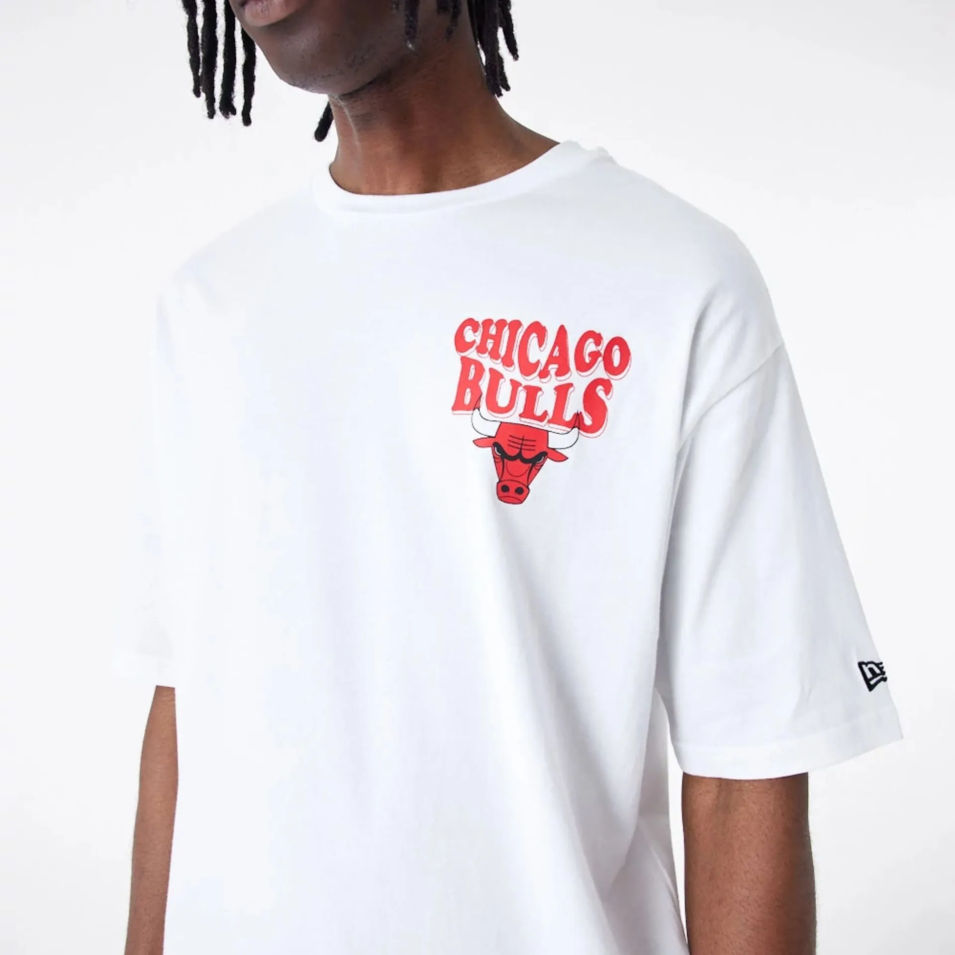 Chicago Bulls NBA Script Logo White Oversized T-Shirt