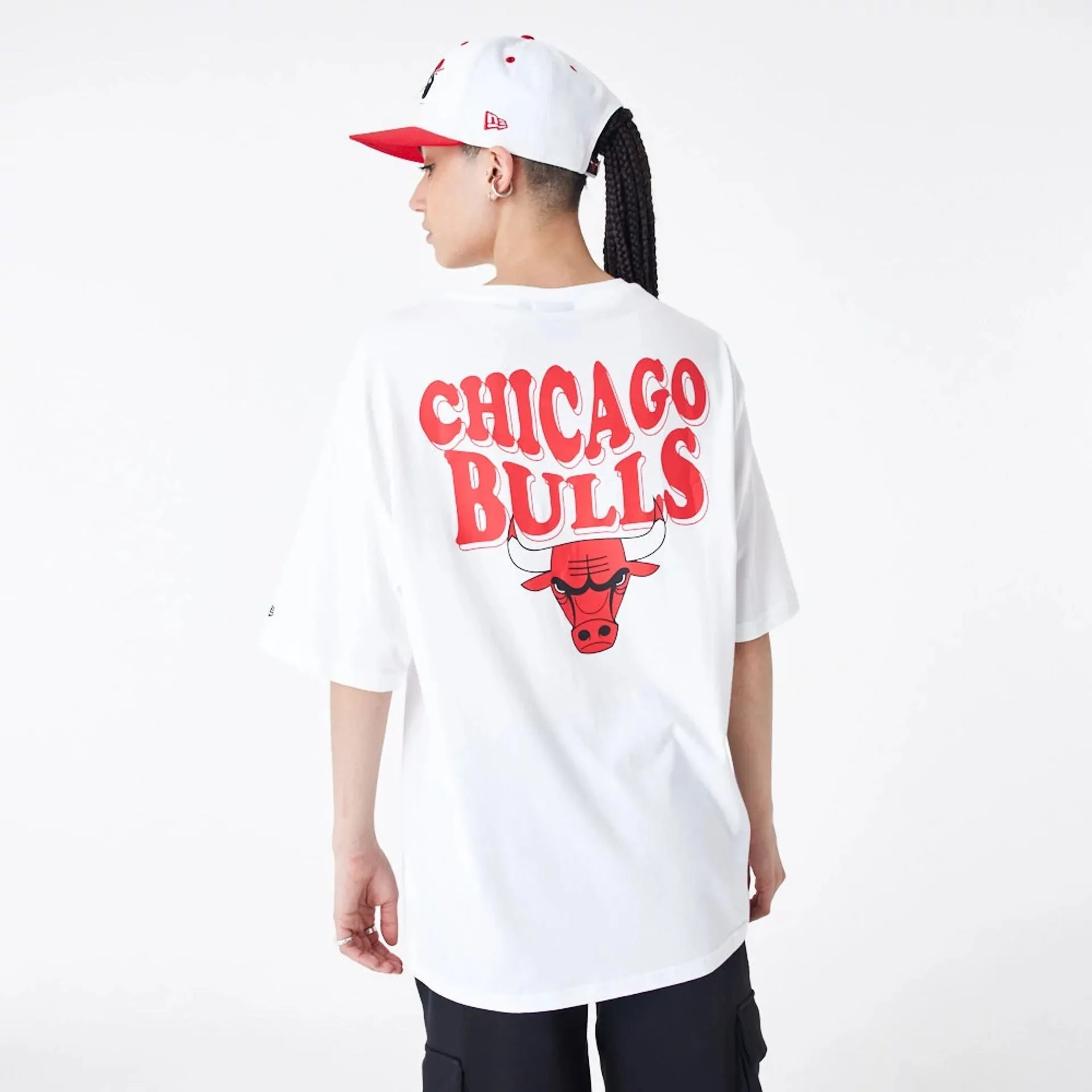 Chicago Bulls NBA Script Logo White Oversized T-Shirt