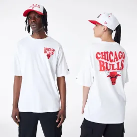 Chicago Bulls NBA Script Logo White Oversized T-Shirt