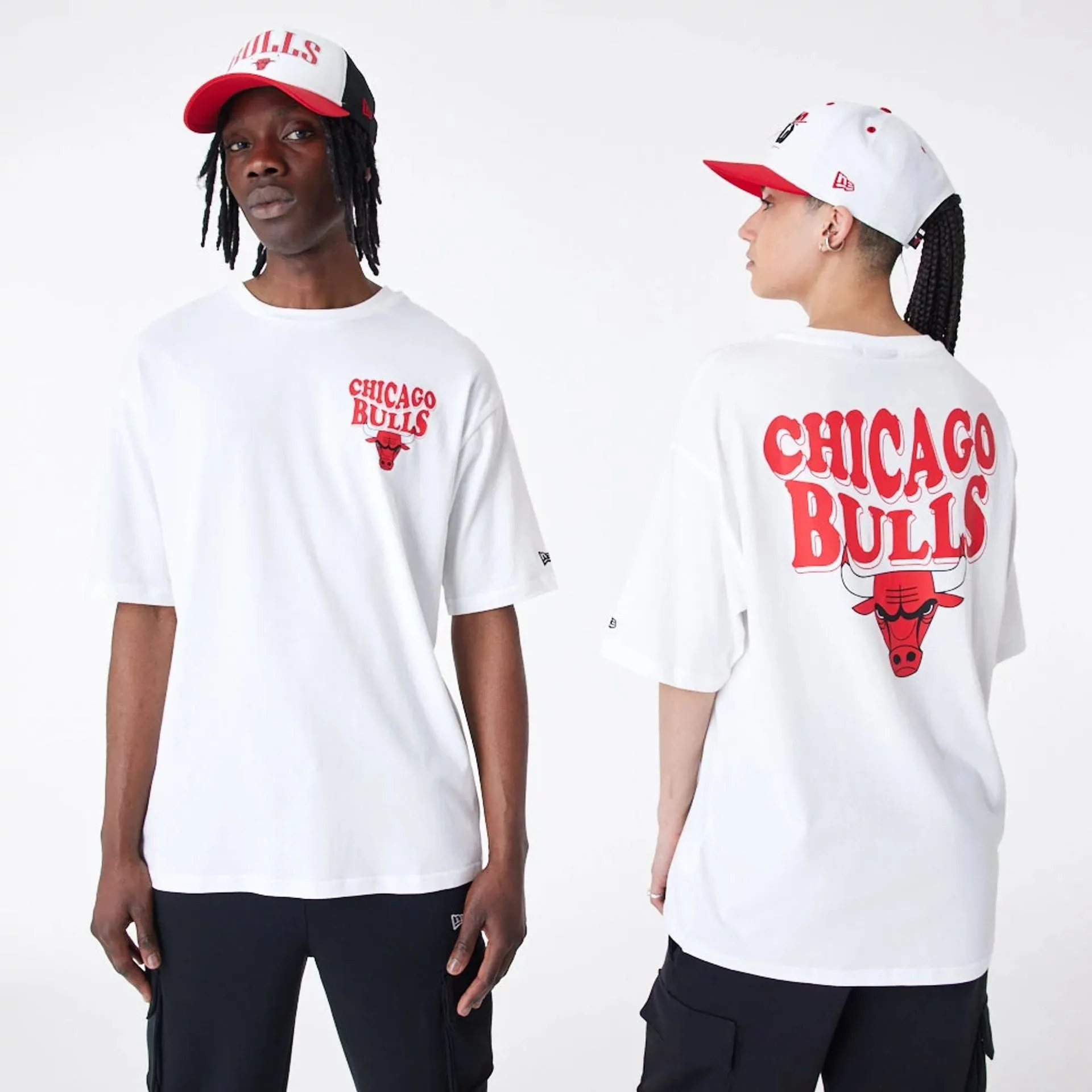 Chicago Bulls NBA Script Logo White Oversized T-Shirt