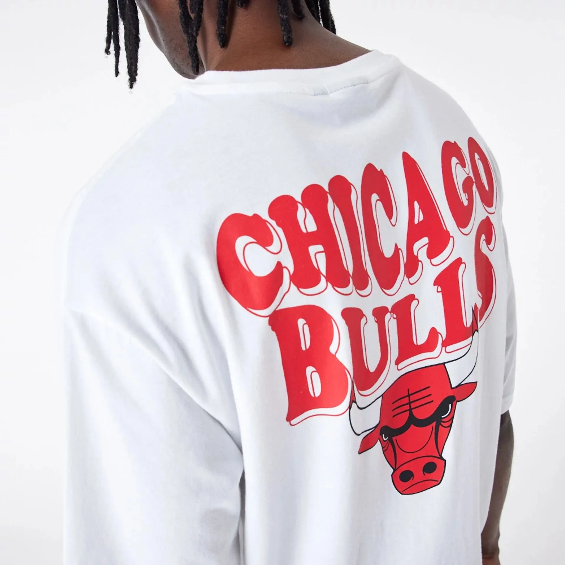 Chicago Bulls NBA Script Logo White Oversized T-Shirt