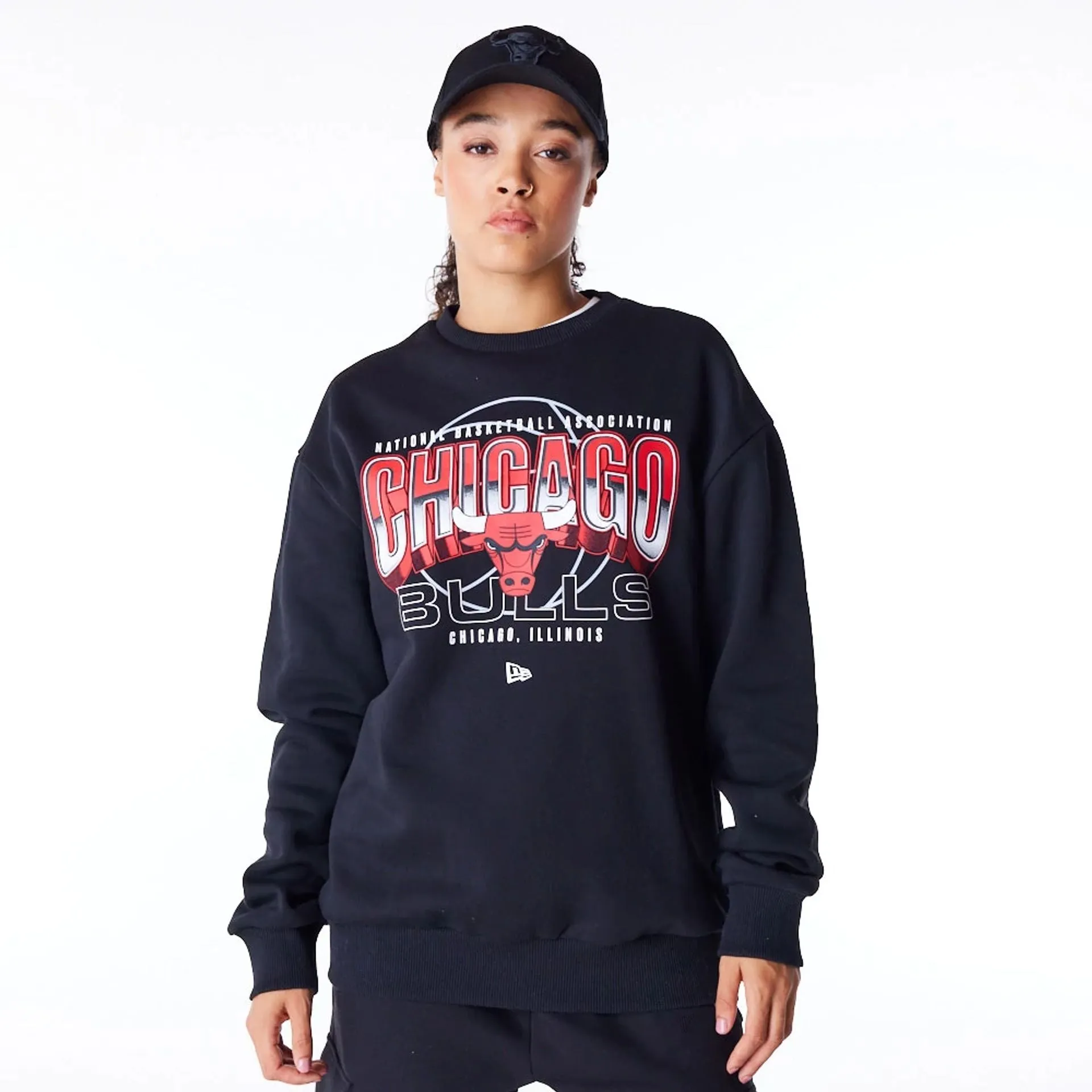 Chicago Bulls NBA Tech Black Crew Neck Sweatshirt