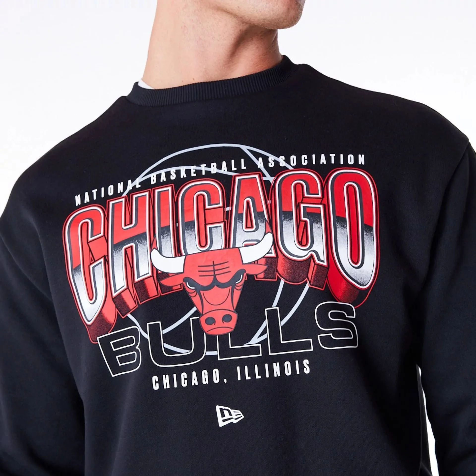 Chicago Bulls NBA Tech Black Crew Neck Sweatshirt