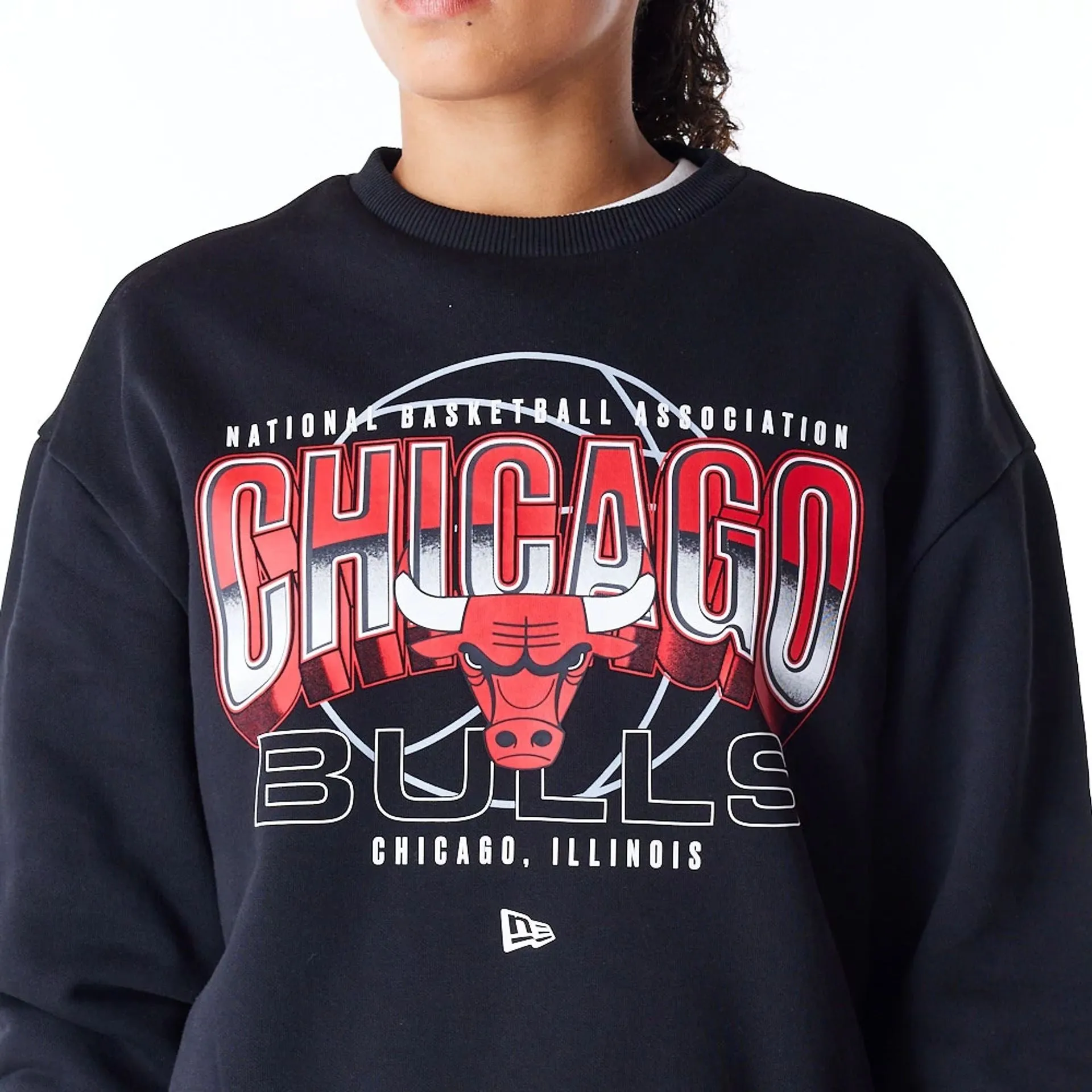 Chicago Bulls NBA Tech Black Crew Neck Sweatshirt