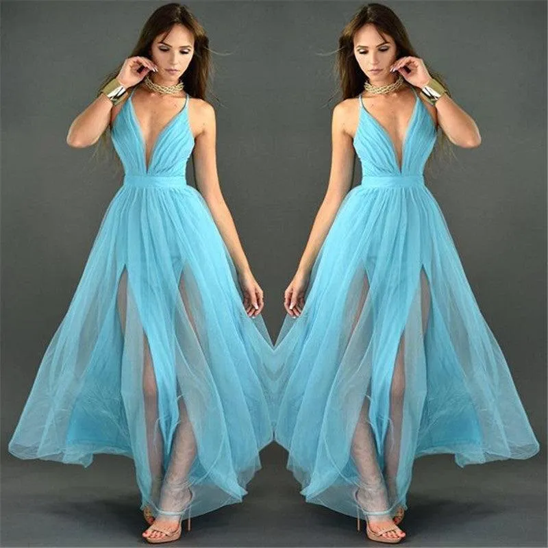 CHIFFON BACKLESS MAXI DRESS