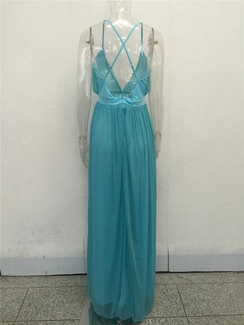 CHIFFON BACKLESS MAXI DRESS