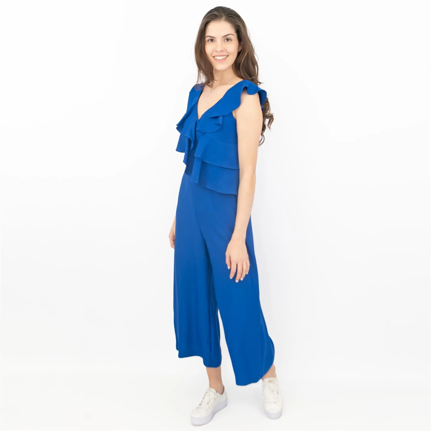 Coast Jojo Ruffle Cobalt Blue Sleeveless V-Neck Jumpsuit