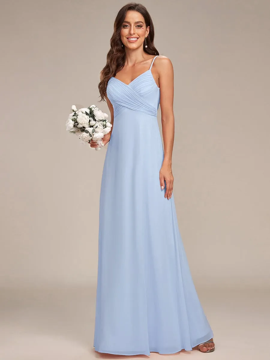 Criss-Cross V-Neck Chiffon Backless A-Line Bridesmaid Dress