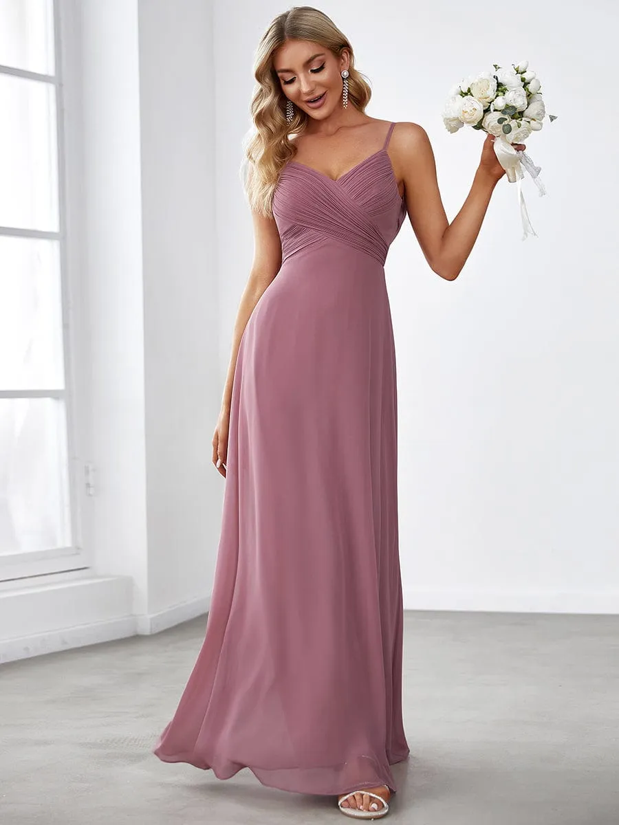 Criss-Cross V-Neck Chiffon Backless A-Line Bridesmaid Dress