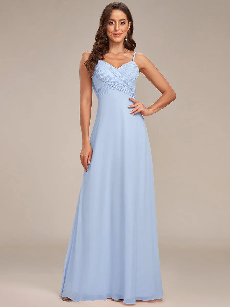 Criss-Cross V-Neck Chiffon Backless A-Line Bridesmaid Dress