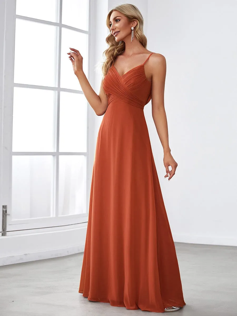 Criss-Cross V-Neck Chiffon Backless A-Line Bridesmaid Dress