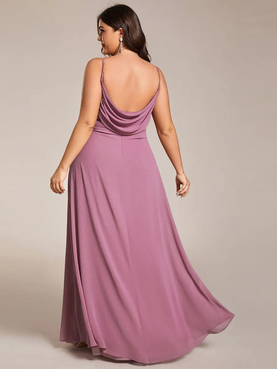 Criss-Cross V-Neck Chiffon Backless A-Line Bridesmaid Dress