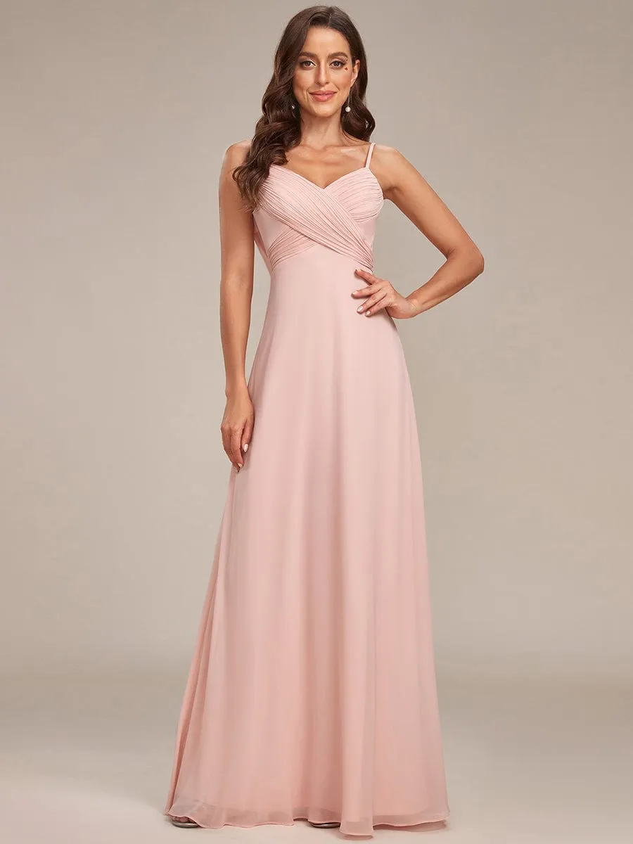 Criss-Cross V-Neck Chiffon Backless A-Line Bridesmaid Dress