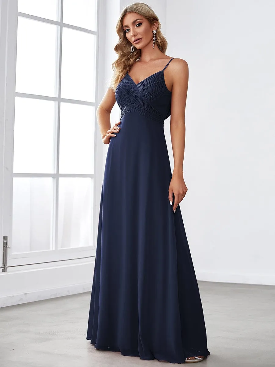 Criss-Cross V-Neck Chiffon Backless A-Line Bridesmaid Dress