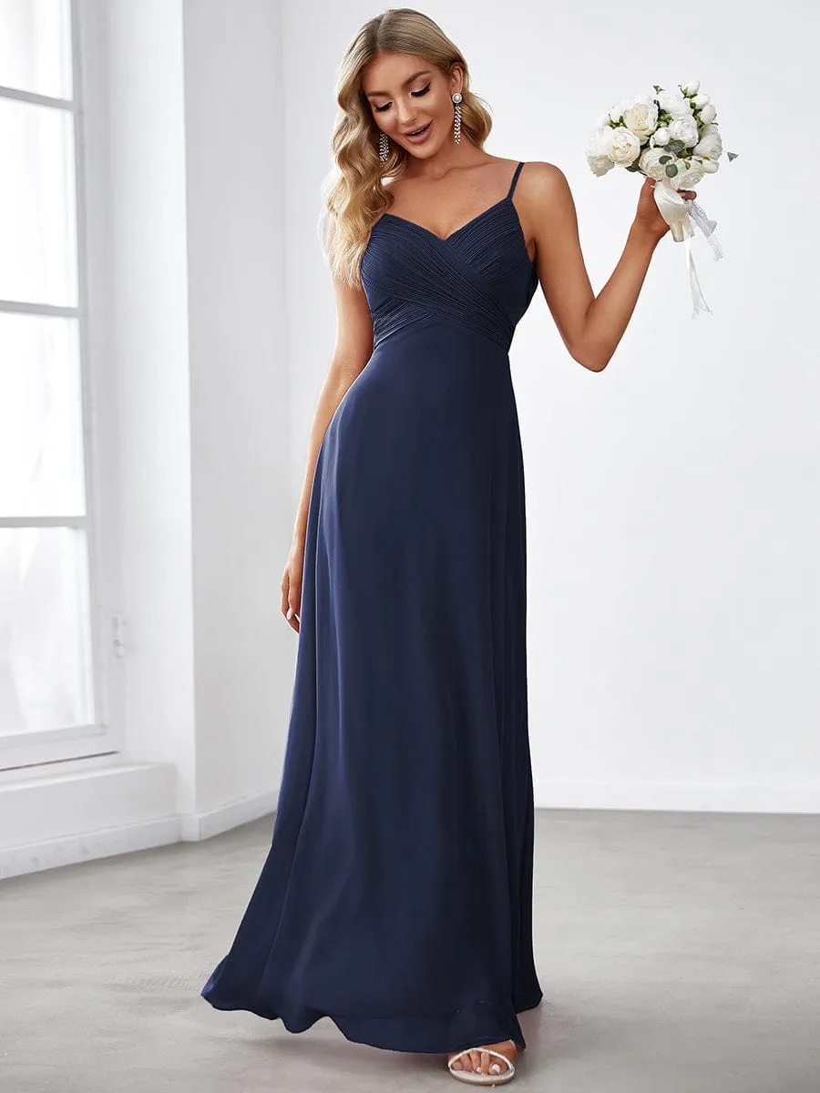 Criss-Cross V-Neck Chiffon Backless A-Line Bridesmaid Dress