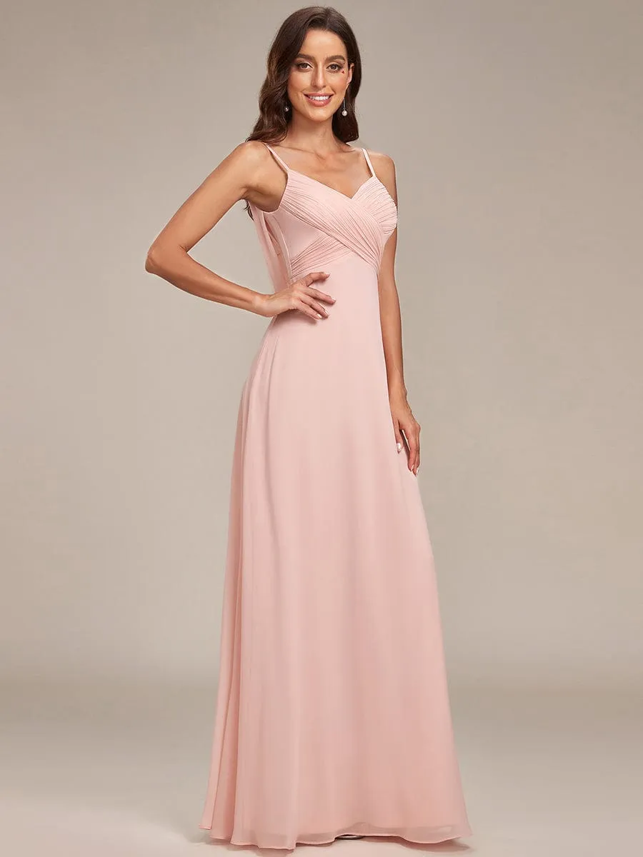 Criss-Cross V-Neck Chiffon Backless A-Line Bridesmaid Dress