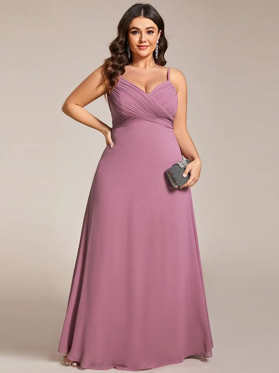 Criss-Cross V-Neck Chiffon Backless A-Line Bridesmaid Dress