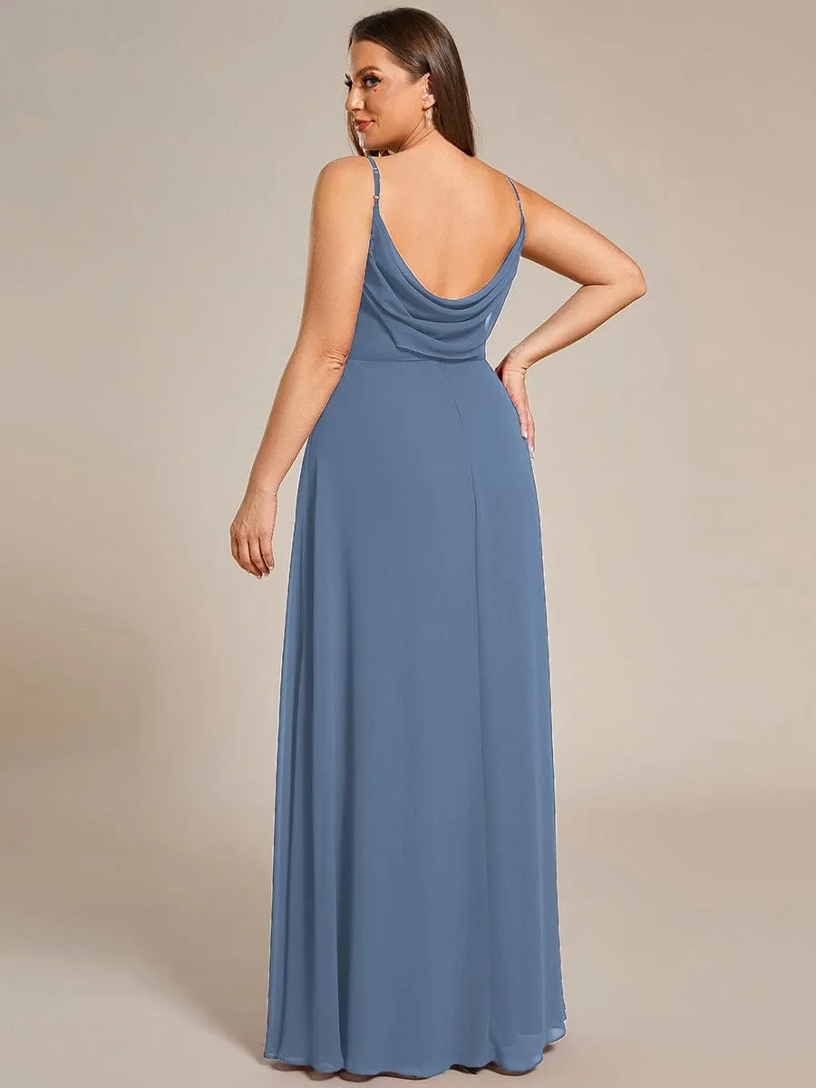 Criss-Cross V-Neck Chiffon Backless A-Line Bridesmaid Dress