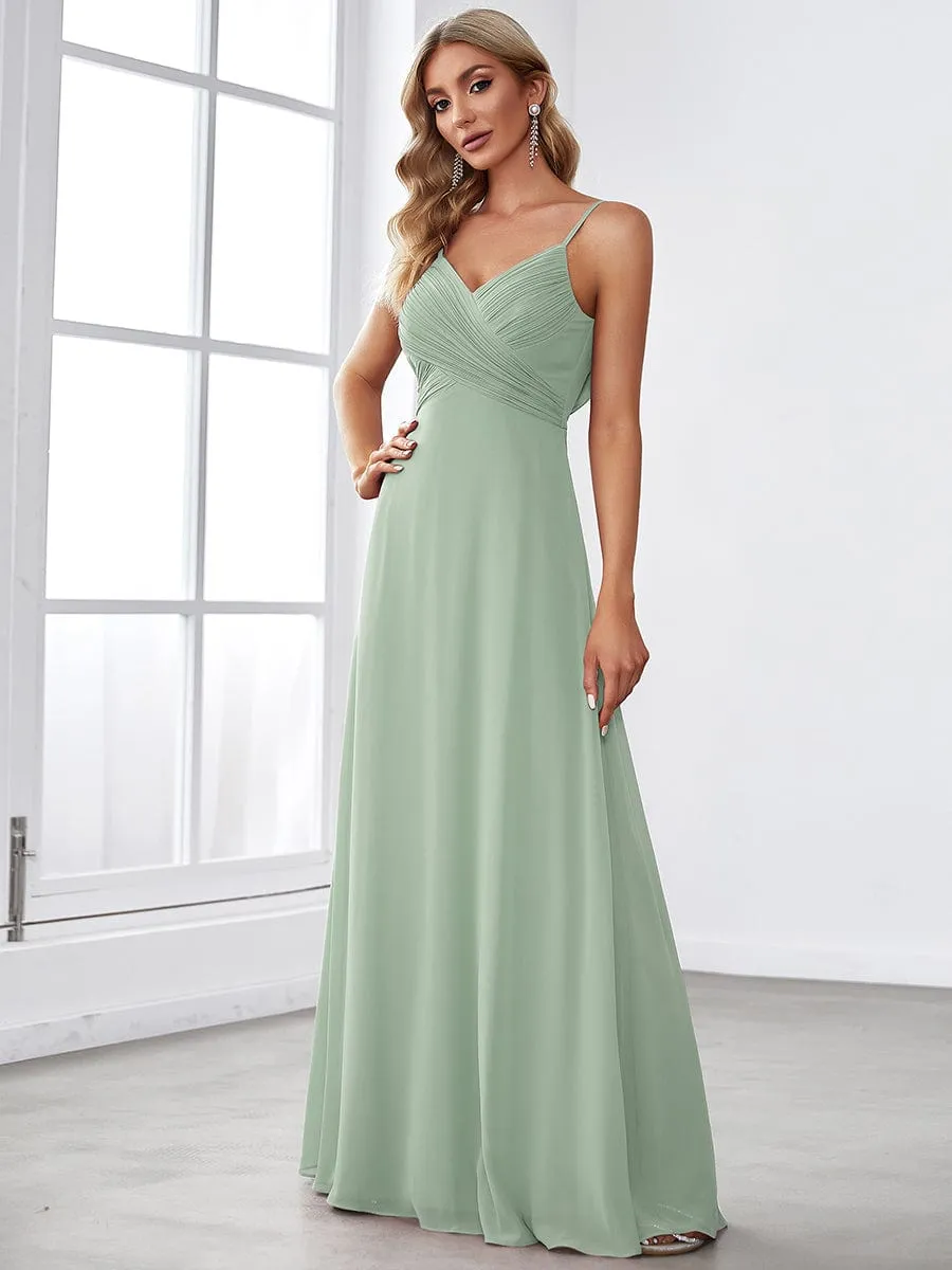 Criss-Cross V-Neck Chiffon Backless A-Line Bridesmaid Dress