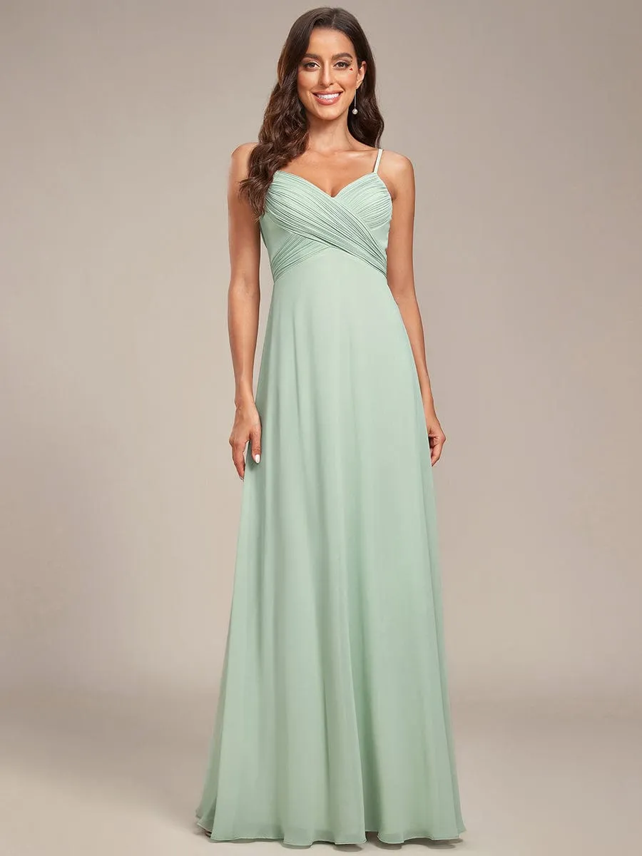 Criss-Cross V-Neck Chiffon Backless A-Line Bridesmaid Dress