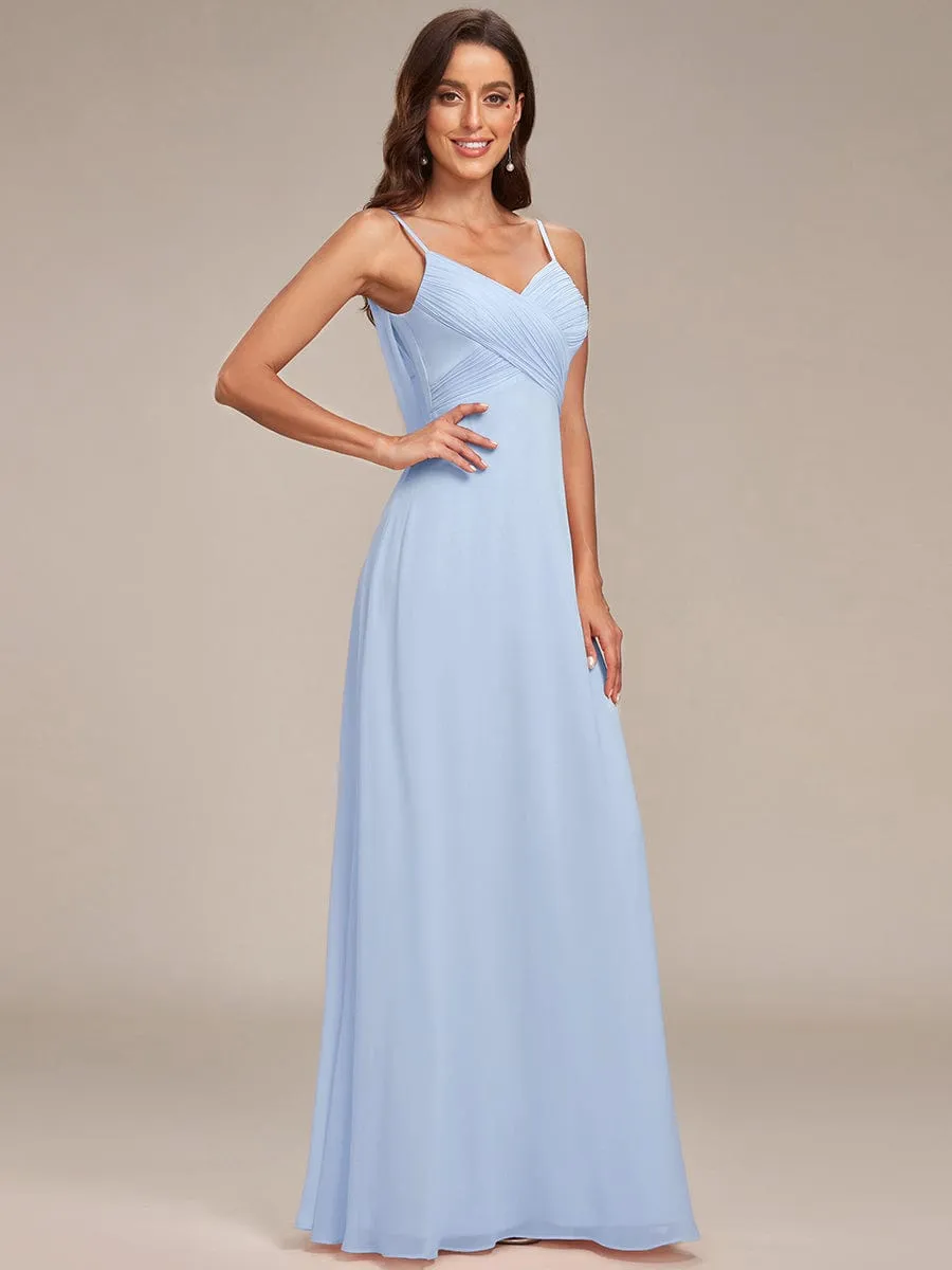 Criss-Cross V-Neck Chiffon Backless A-Line Bridesmaid Dress