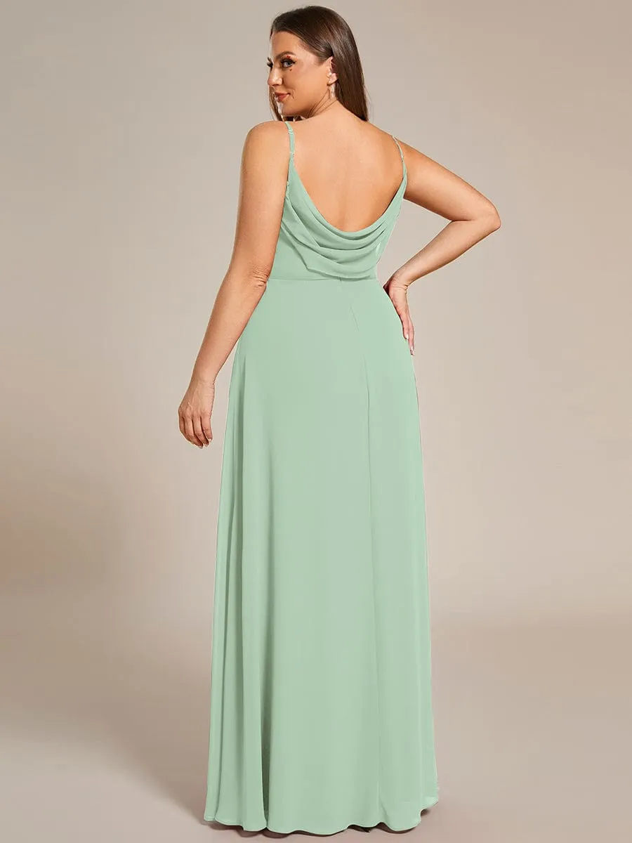 Criss-Cross V-Neck Chiffon Backless A-Line Bridesmaid Dress