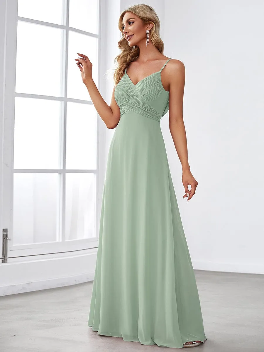 Criss-Cross V-Neck Chiffon Backless A-Line Bridesmaid Dress