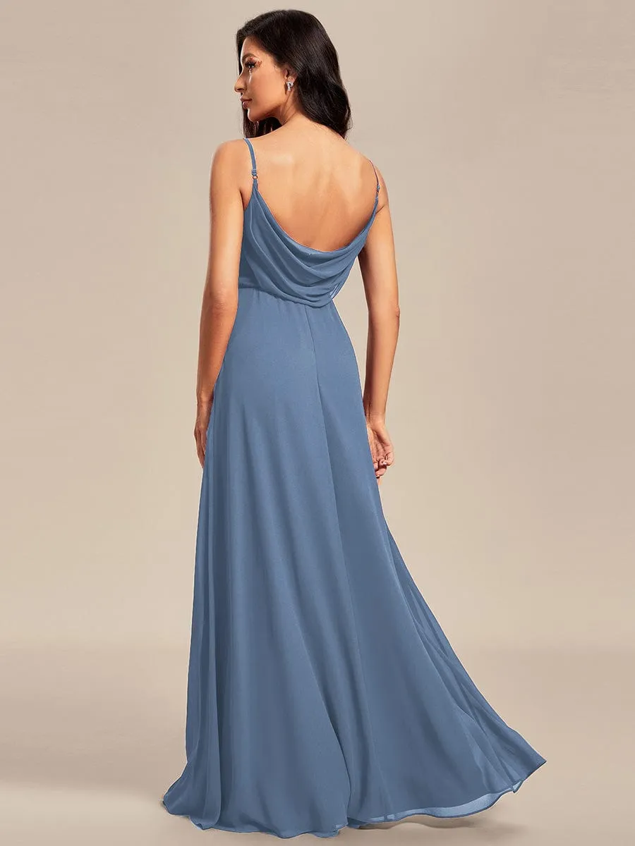 Criss-Cross V-Neck Chiffon Backless A-Line Bridesmaid Dress