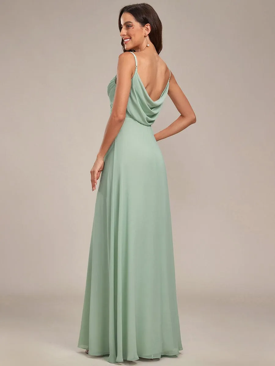 Criss-Cross V-Neck Chiffon Backless A-Line Bridesmaid Dress