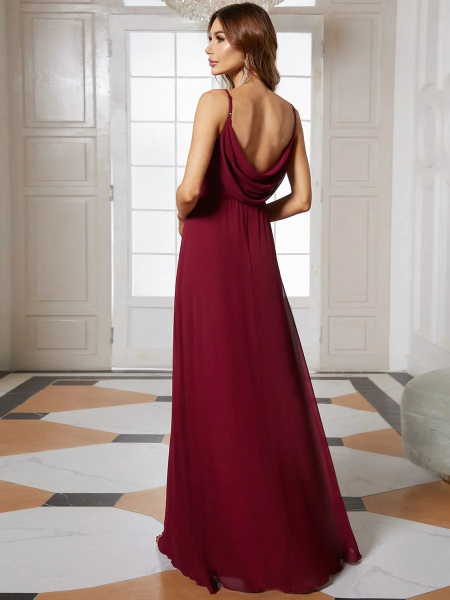 Criss-Cross V-Neck Chiffon Backless A-Line Bridesmaid Dress