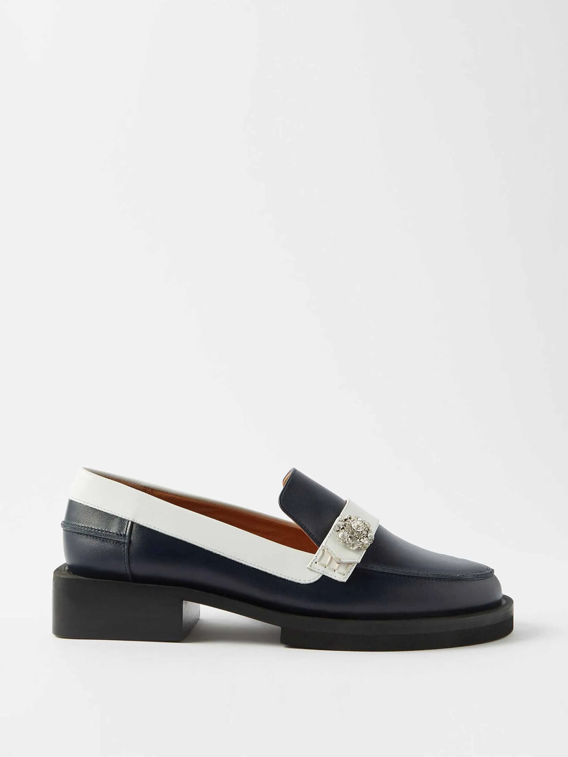 Crystal-embellished leather loafer