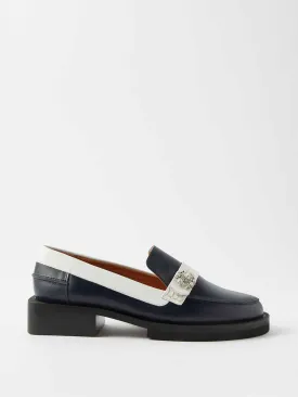 Crystal-embellished leather loafer