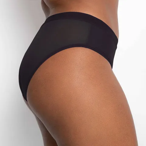 Curvy Couture Sheer Mesh High Cut Brief Black