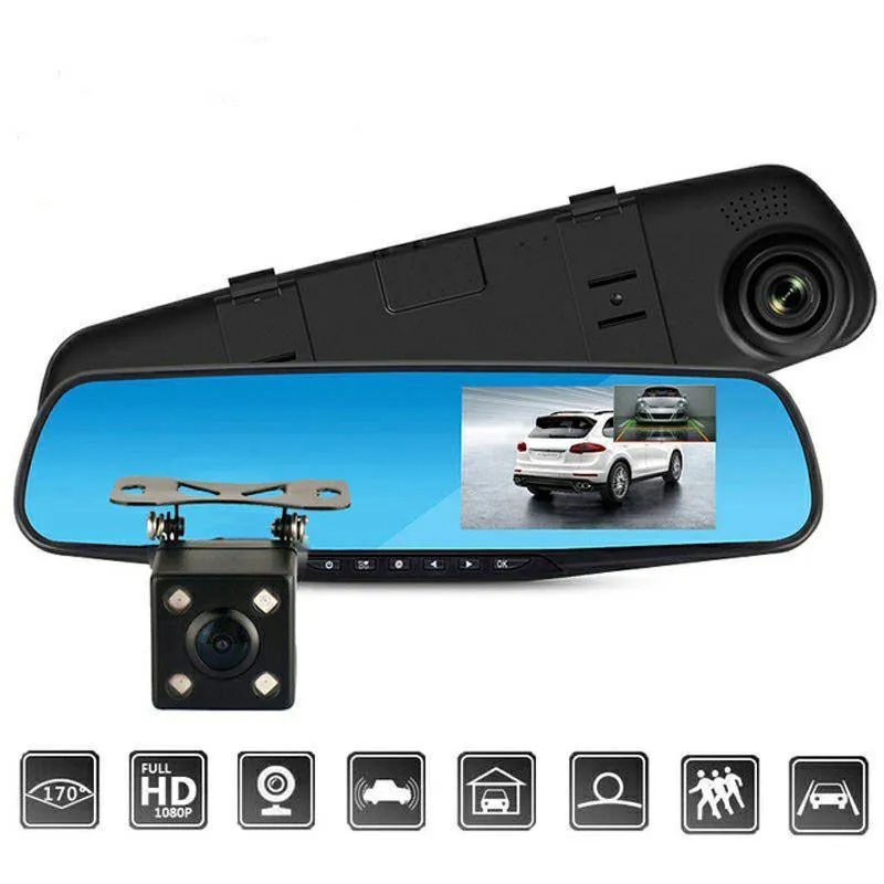 Dashcam Dual Lens Car Camera Full HD 1080P Video Recorder Rearview Mirror With Rear view DVR Dashcam