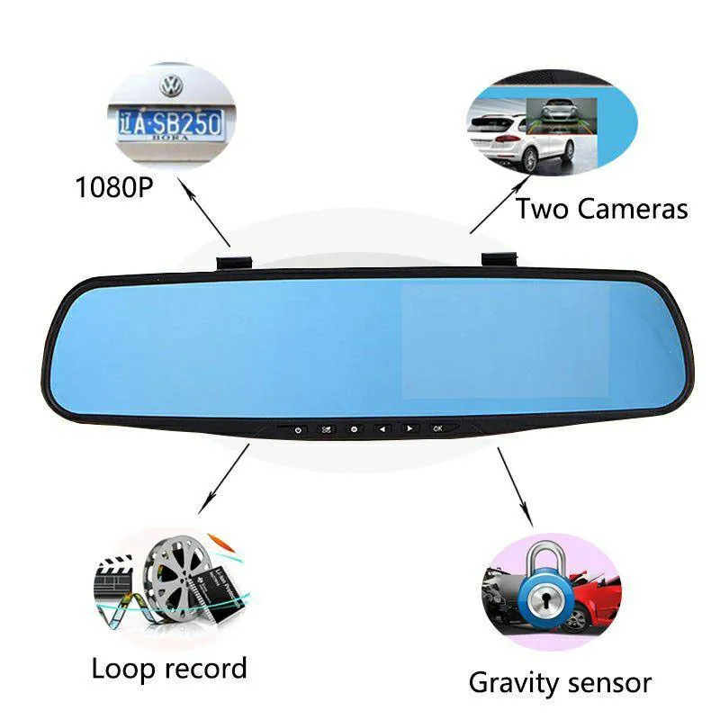 Dashcam Dual Lens Car Camera Full HD 1080P Video Recorder Rearview Mirror With Rear view DVR Dashcam