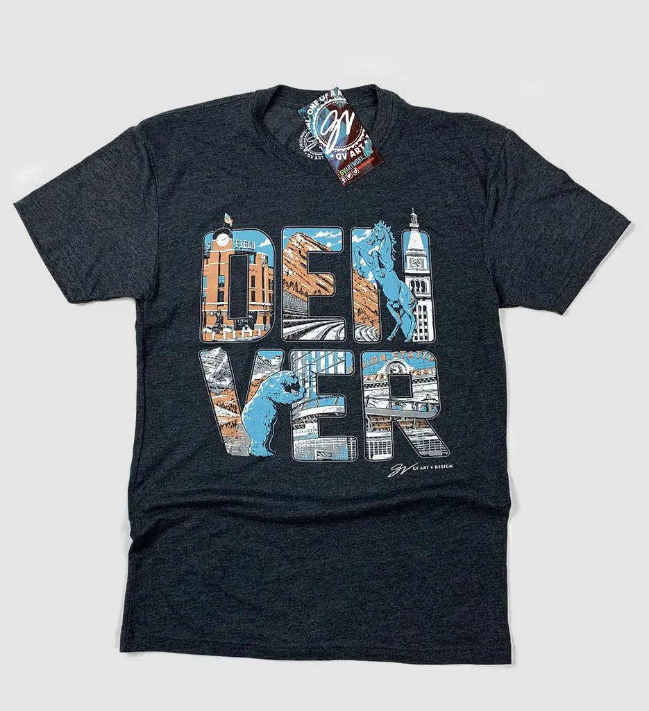 Denver Landmarks T shirt - Charcoal