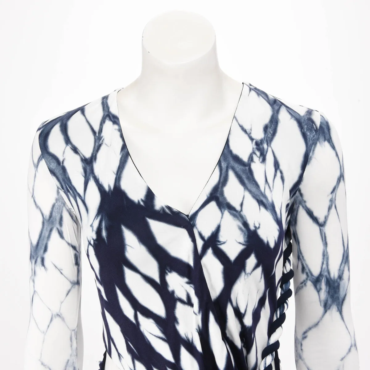 Dion Lee Blue & White Shibori Longsleeve Rope Dress AU 6