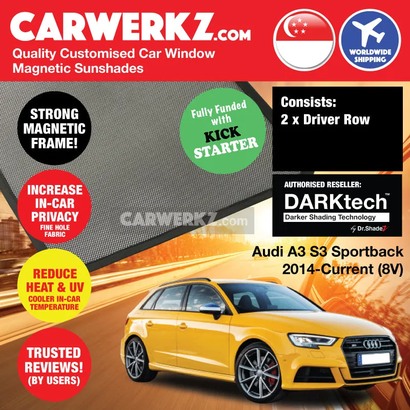 Dr Shadez DARKtech Audi A3 S3 Sportback 2013-2020 3rd Generation (8V) Germany Car Customised Magnetic Sunshades