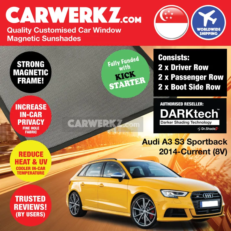 Dr Shadez DARKtech Audi A3 S3 Sportback 2013-2020 3rd Generation (8V) Germany Car Customised Magnetic Sunshades