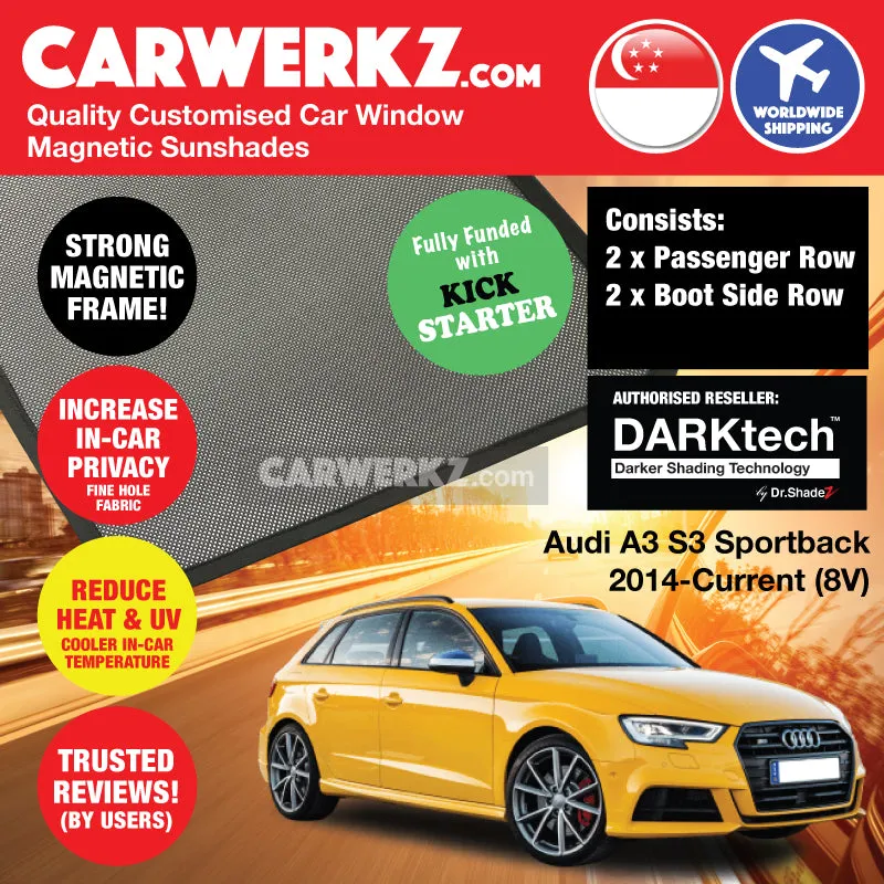 Dr Shadez DARKtech Audi A3 S3 Sportback 2013-2020 3rd Generation (8V) Germany Car Customised Magnetic Sunshades