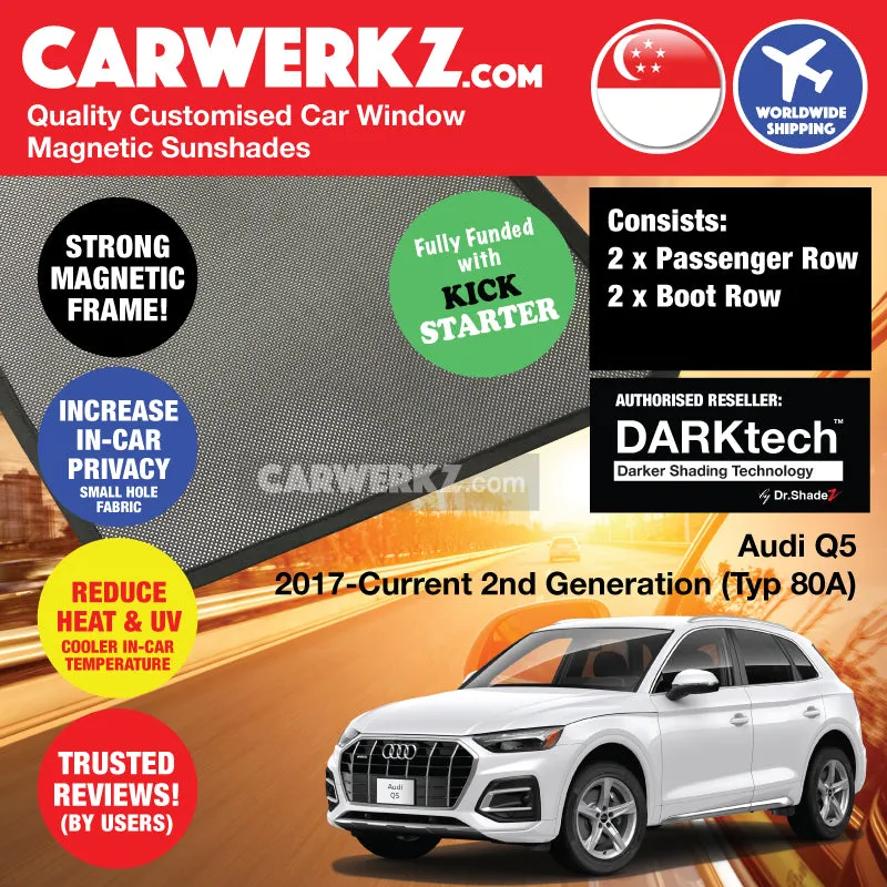 Dr Shadez DARKtech Audi Q5 2017-Current 2nd Generation (Typ 80A) Germany SUV Customised Window Magnetic Sunshades