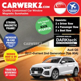 Dr Shadez DARKtech Audi Q5 2017-Current 2nd Generation (Typ 80A) Germany SUV Customised Window Magnetic Sunshades