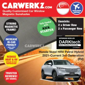 Dr Shadez DARKtech Honda Vezel HRV Petrol Hybrid 2020-Current 3rd Generation (RV)  Japan SUV Customised Window Magnetic Sunshades