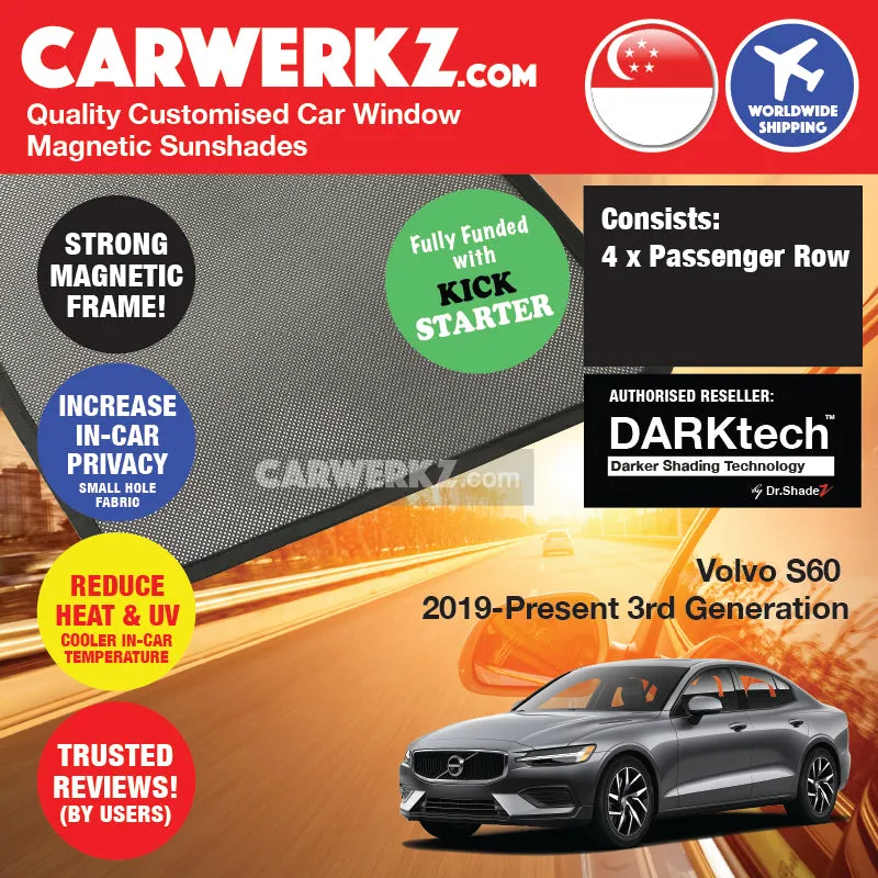 Dr Shadez DARKtech Volvo S60 2018-Current 3rd Generation Sweden Sedan Customised Car Window Magnetic Sunshades