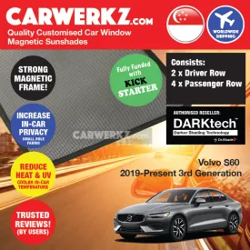 Dr Shadez DARKtech Volvo S60 2018-Current 3rd Generation Sweden Sedan Customised Car Window Magnetic Sunshades