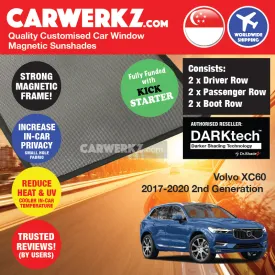 Dr Shadez DARKtech Volvo XC60 2017-Current 2nd Generation Sweden SUV Customised Car Window Magnetic Sunshades