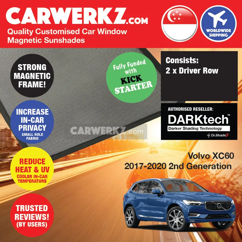 Dr Shadez DARKtech Volvo XC60 2017-Current 2nd Generation Sweden SUV Customised Car Window Magnetic Sunshades