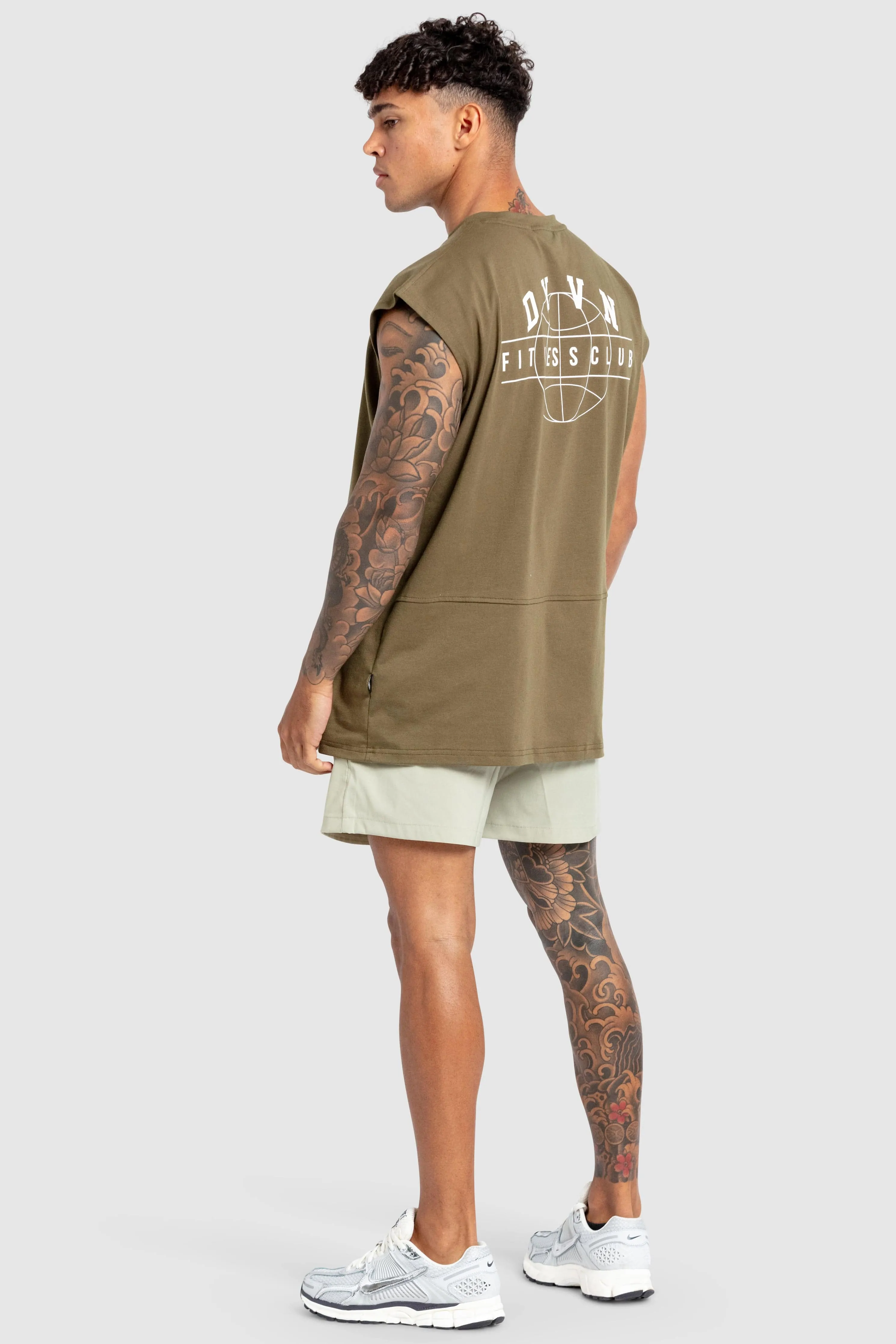 DYVN' Fitness Club Cut Off Tank - Army Green